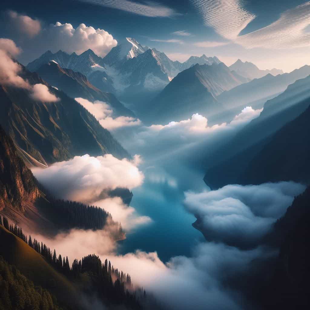 Sky Dance: A Majestic Symphony of Clouds and Mountain Majesty