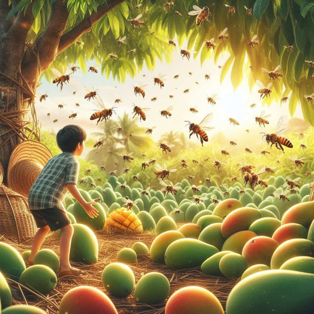 Mango Melee: The Comedic Chronicles of a Little Boy’s Bee-Battling Escapade