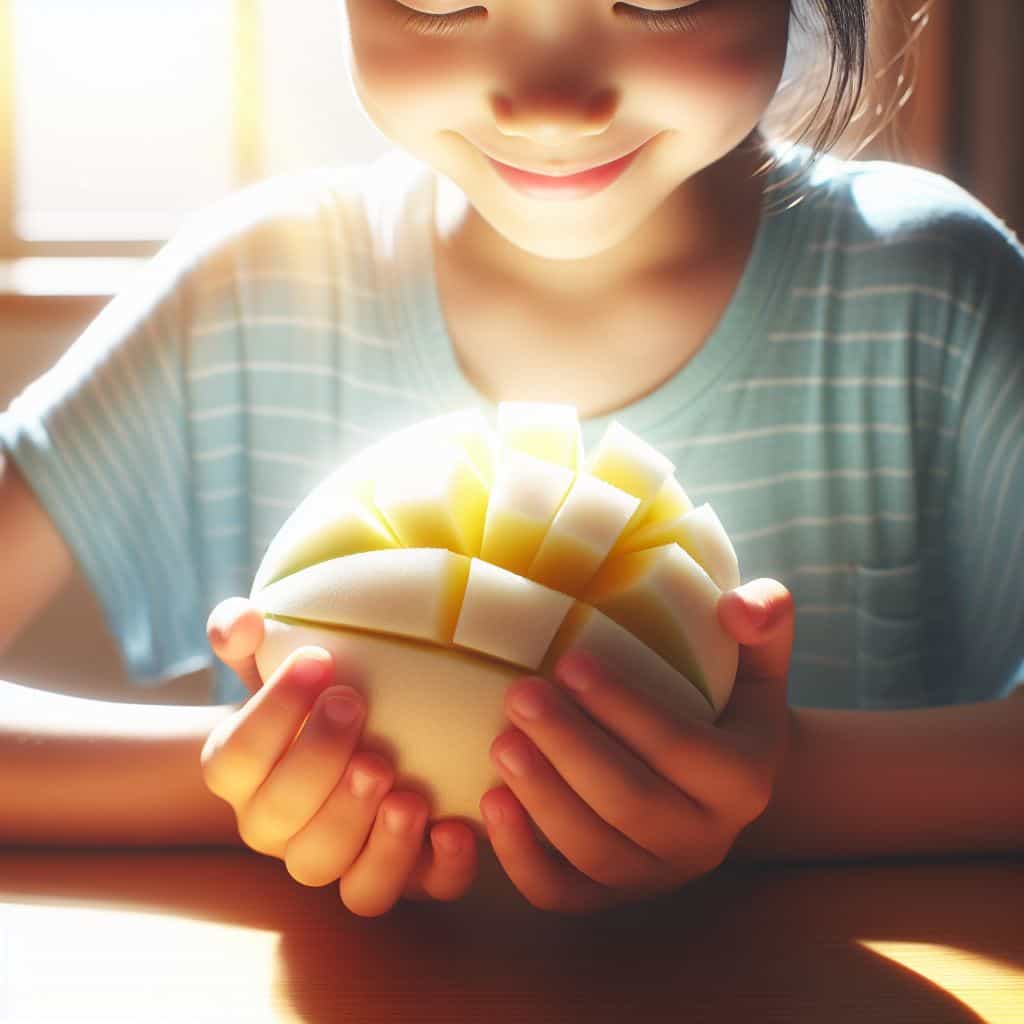 Mango Magic: A Child’s Blissful Encounter Radiating Fresh Energy