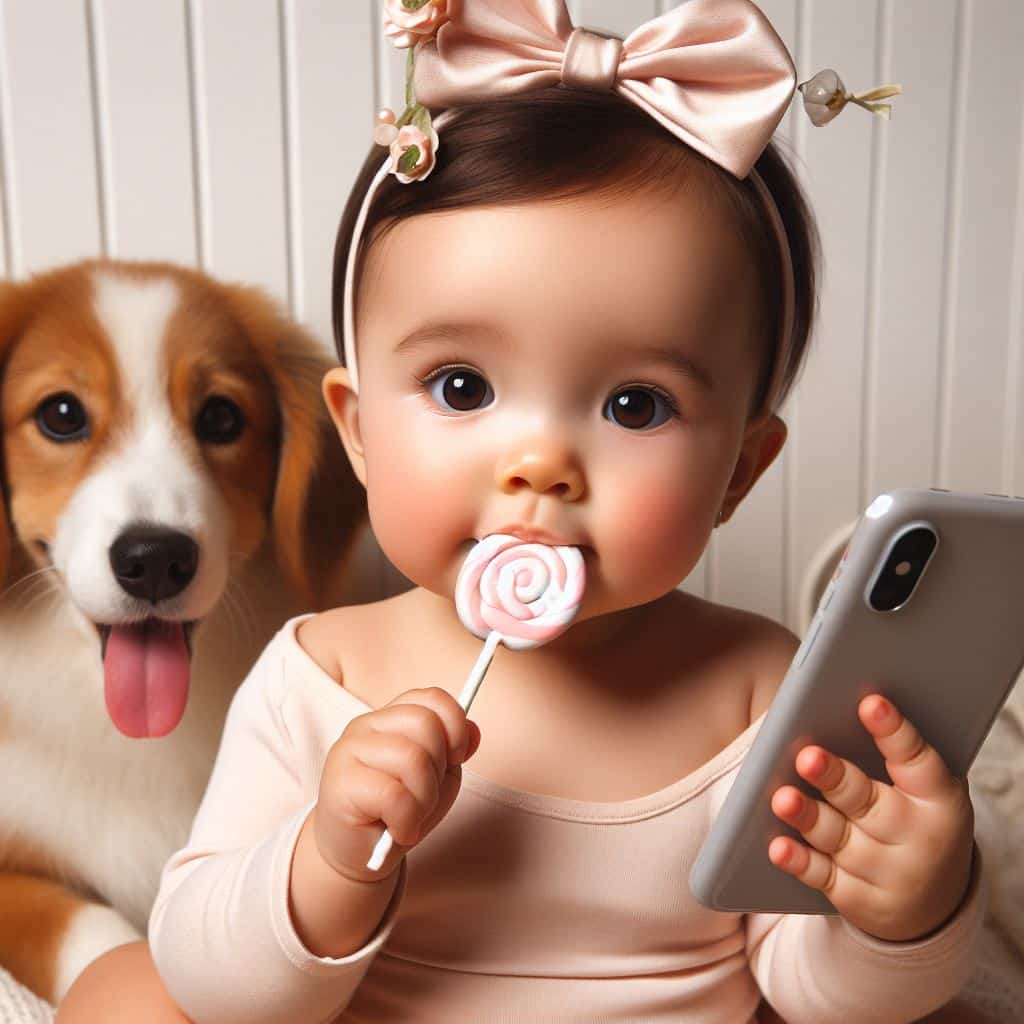 Lollipop Laughter: Irresistibly Cute Baby Photos with a Phone Bring Joy to the Online World